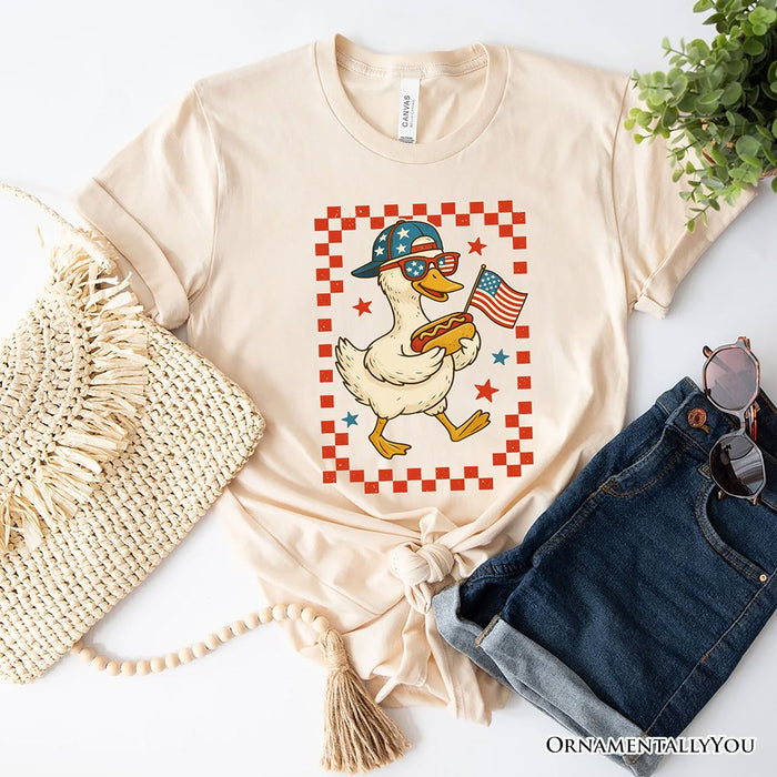 4th of July Patriotic Duck T-Shirt, Funny Independence Day Tee T-Shirts OrnamentallyYou Natural XS