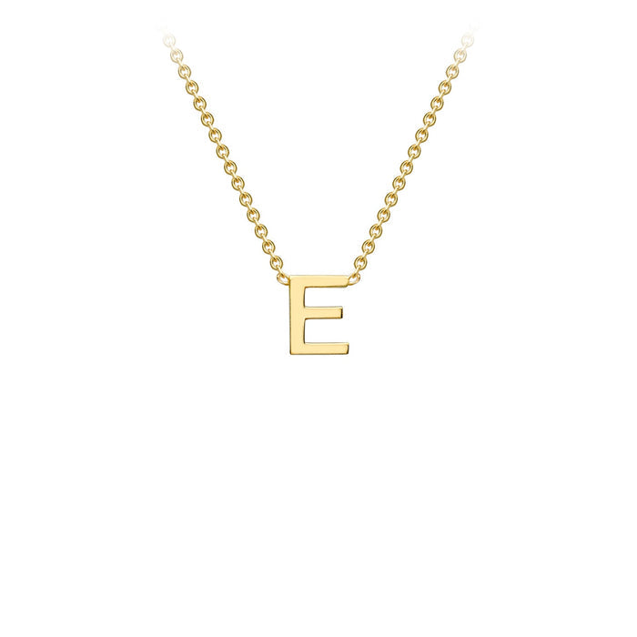 9K Yellow Gold 'E' Initial Adjustable Letter Necklace 38/43cm