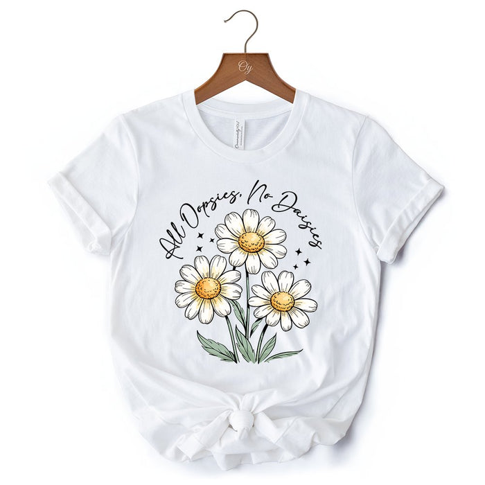 All Oopsies No Daisies T-Shirt, Funny Floral Natural and Black Tee for Quirky and Cottage Vibes T-Shirts OrnamentallyYou