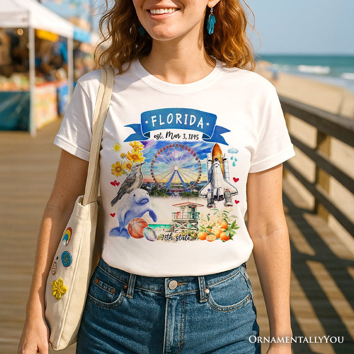 Artistic Florida State Themes and Landmarks T-Shirt, Tee for History and Travel Lovers T-Shirts OrnamentallyYou