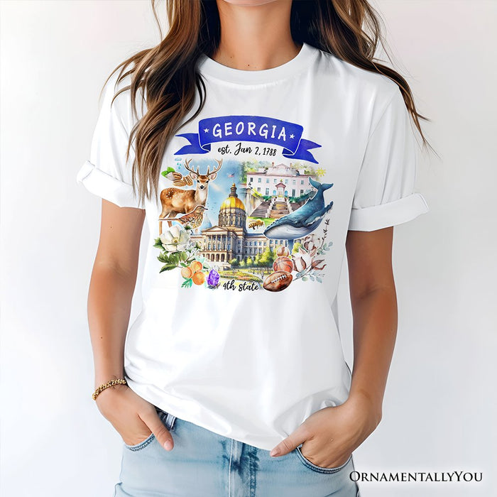 Artistic Georgia State Themes and Landmarks T-Shirt, Tee for History and Travel Lovers T-Shirts OrnamentallyYou