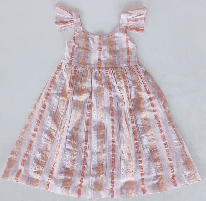 Baby Pink Lurex Solid Color Frill Dress Dress Yo Baby India
