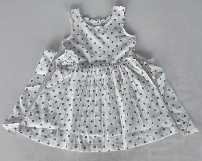 Blue Polka Dot Print Gathered Dress dress & diaper cover Yo Baby India