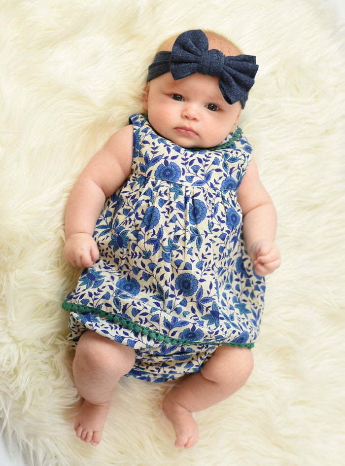 Blue Pottery Inspired Lace Dress And Diaper Cover Dress Yo Baby Wholesale