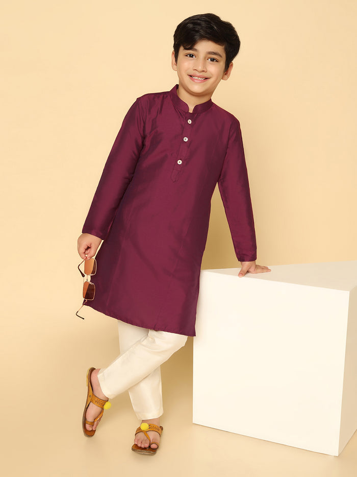 Boy's Margenta Kurta Pyjama Set