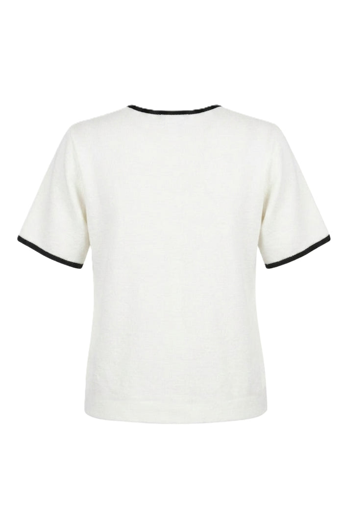 Contrast-Trim Buttoned Top