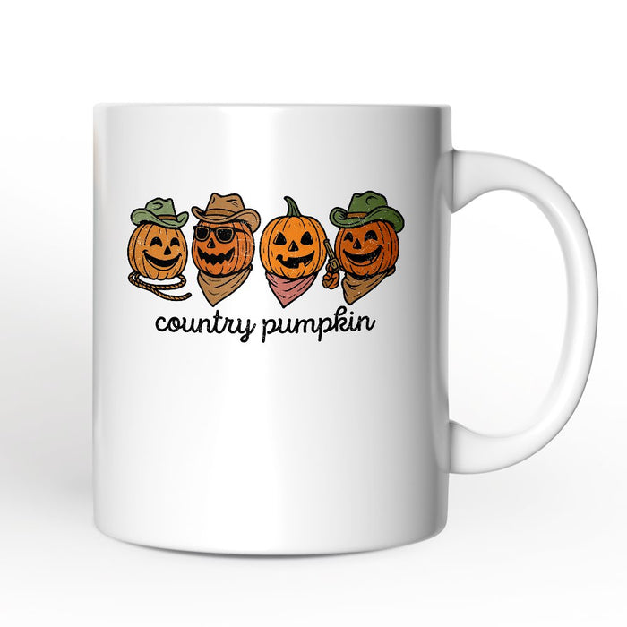 Country Pumpkin Rustic Personalized Mug, Cute Autumn Season Gift with Custom Name Personalized Ceramic Mug OrnamentallyYou White Non-Custom