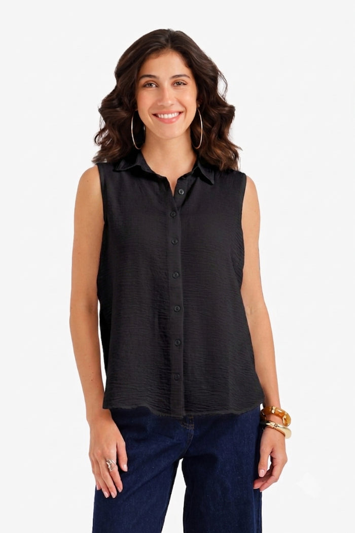 Crinkle Sleeveless Shirt