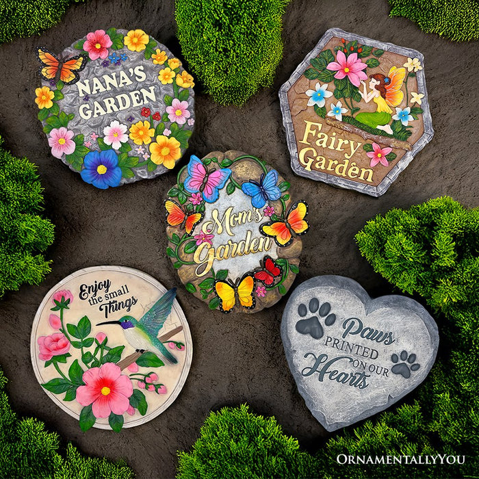 Enjoy the Small Things Hummingbird Stepping Stone, 9.5" Decorative Garden Appreciation Gift Resin Statues OrnamentallyYou