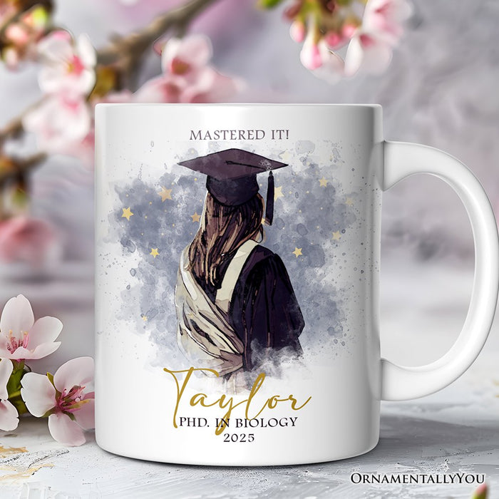 Female Graduation Personalized Mug, Student Custom Gift with Name Personalized Ceramic Mug OrnamentallyYou
