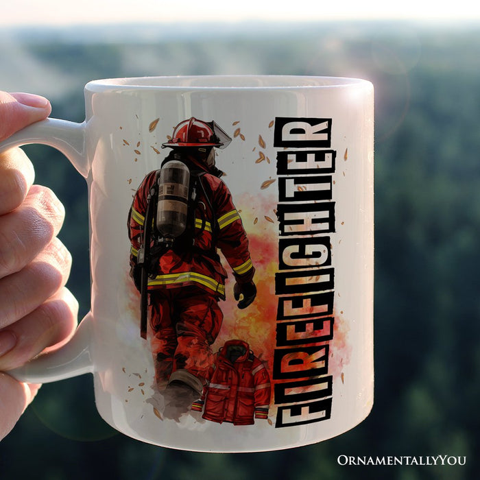 Firefighter Personalized Mug, Appreciation Fire Department Custom Gift with Name Personalized Ceramic Mug OrnamentallyYou