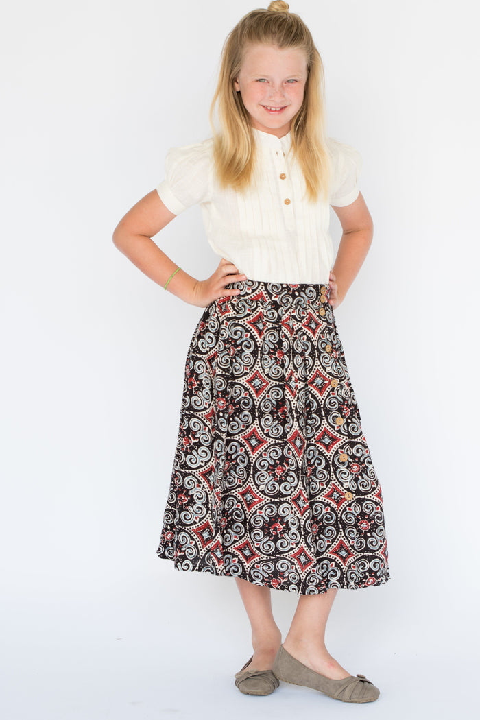 Grey-Roman Skirt & Pleated White Top Set 2-pc. set Yo Baby Wholesale