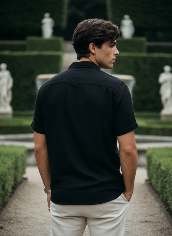 HALF SLEEVE COTTON SLUB SHIRT