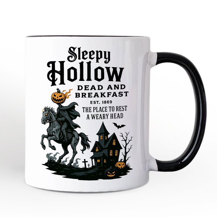 Headless Horseman Sleepy Hollow Halloween Personalized Mug, Dead and Breakfast Retro Gift with Custom Name Personalized Ceramic Mug OrnamentallyYou White - Black Non-Custom
