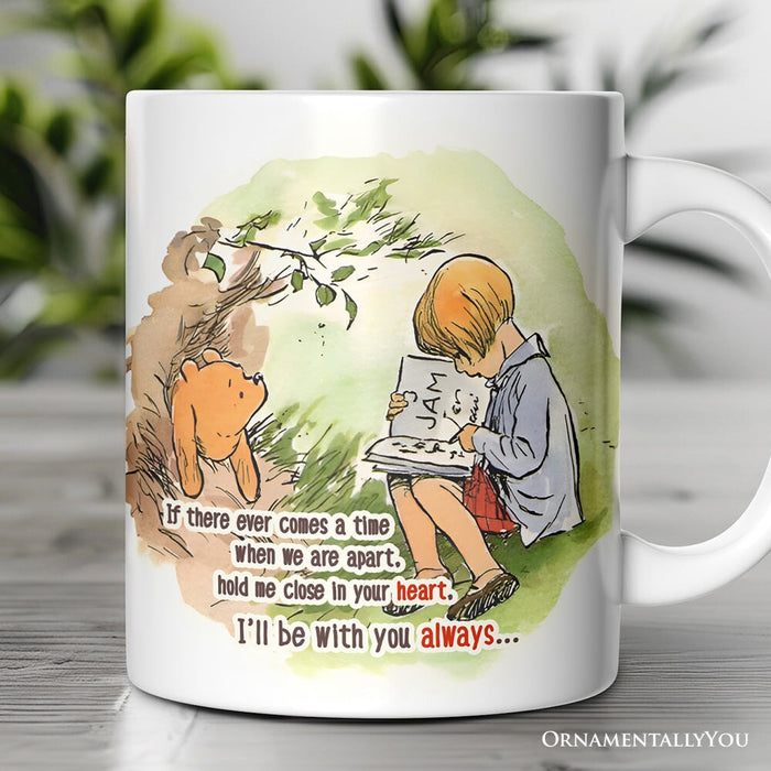 If We're Apart Keep Me in Your Heart Winnie-the-Pooh Personalized Mug, 1926 A.A. Milne Gift with Custom Name Personalized Ceramic Mug OrnamentallyYou