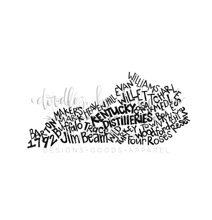 Kentucky Distilleries Word Art Tee - Tees
