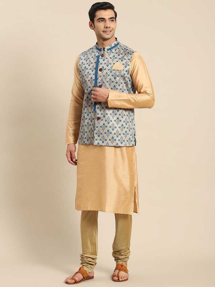 Kisah Men Blue Kurta Jacket Set