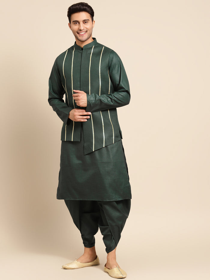 Kisah men Bottle green kurta jacket set