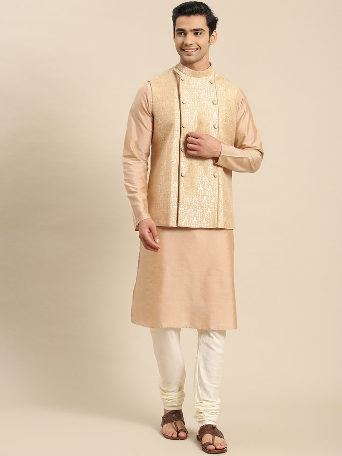 Kisah Men Gold Kurta Jacket Set