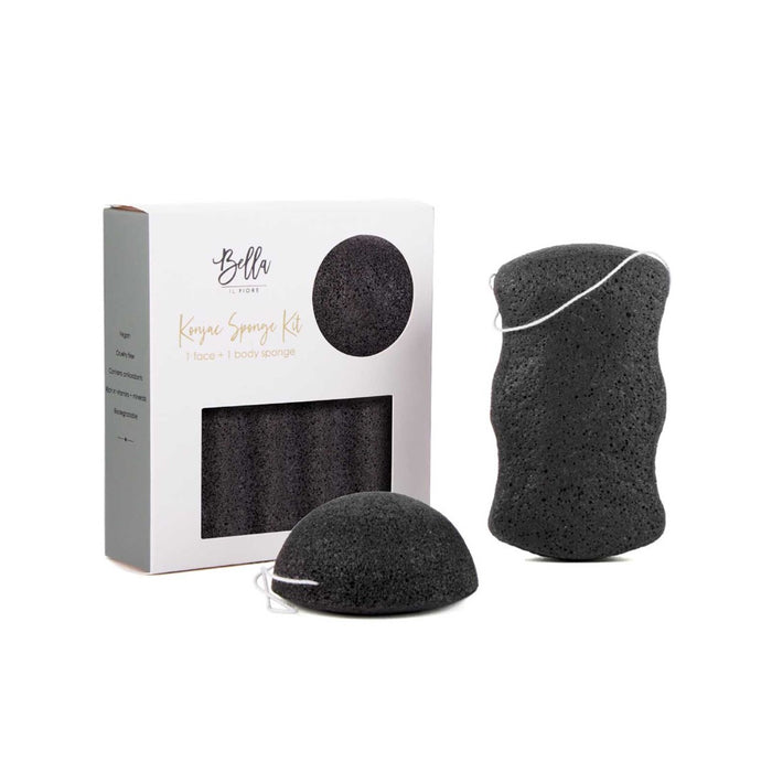 Konjac Gentle Exfoliating Sponge Set - Charcoal