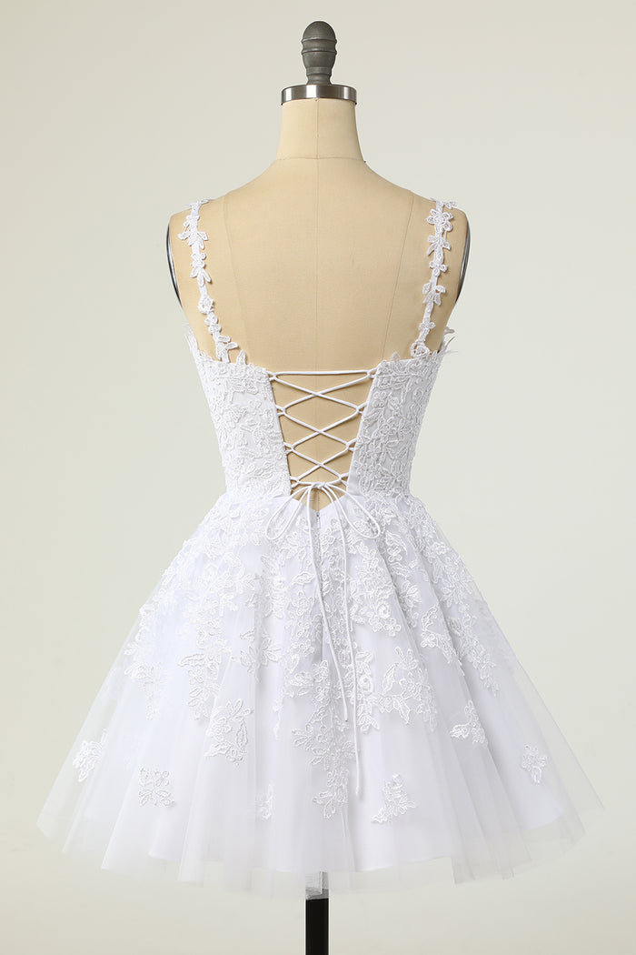 Lavender Appliques V-Neck A-Line Short Cocktail Dress