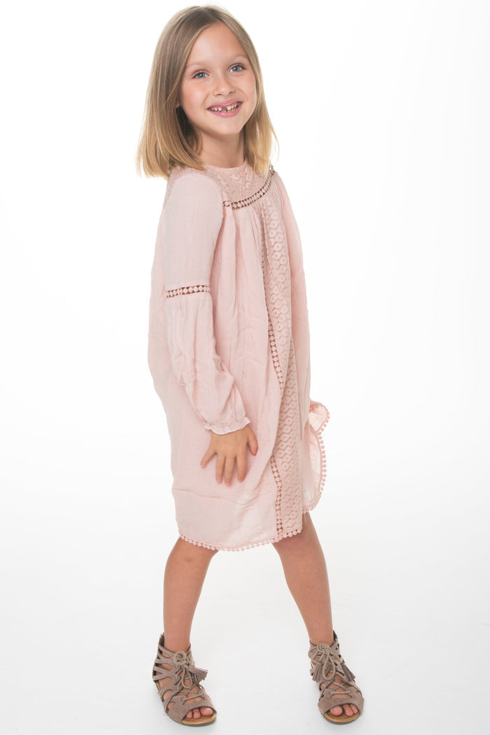 Light Pink Lace Detail Dress Dress Yo Baby Wholesale