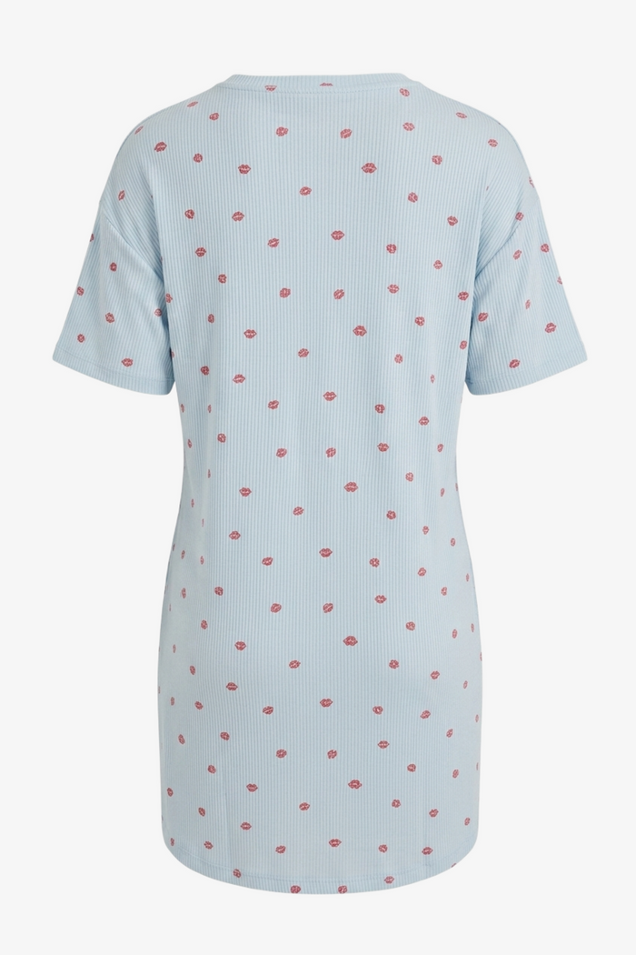 Lips-Print Ribbed Nightgown