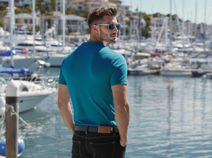 MEN'S RELAXED FIT POLO T-SHIRT-ELECTRIC BLUE