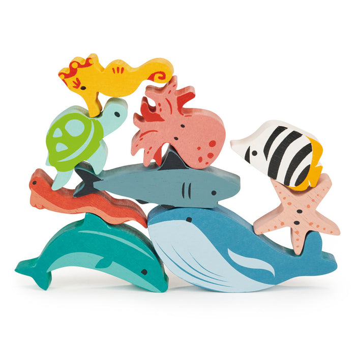 Mentari Wooden Happy Stacking Ocean Set & Bag