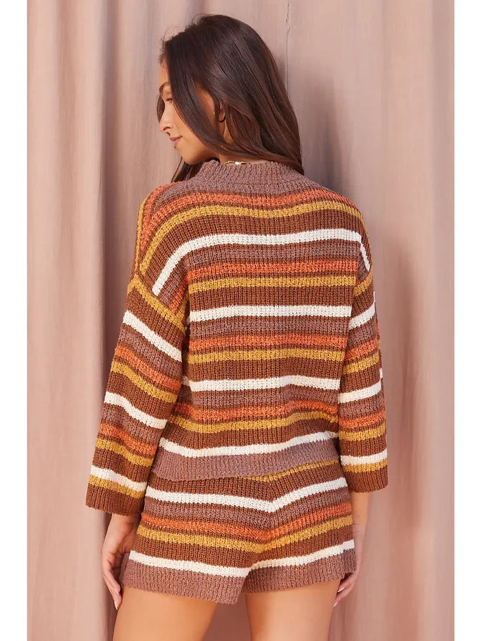 Mocha Stripe Knit Top