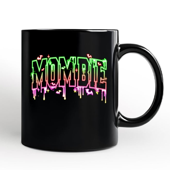 Mombie Halloween Personalized Mug, Funny Gift with Custom Name for Spooky Moms Personalized Ceramic Mug OrnamentallyYou Black Non-Custom
