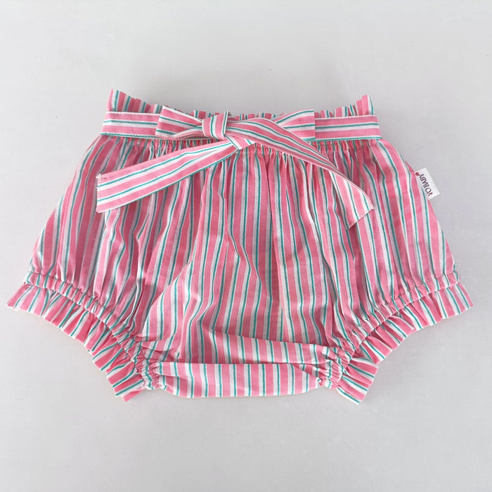 Pink Striped Print Shorts-Style Diaper Cover With Belt Yo Baby India
