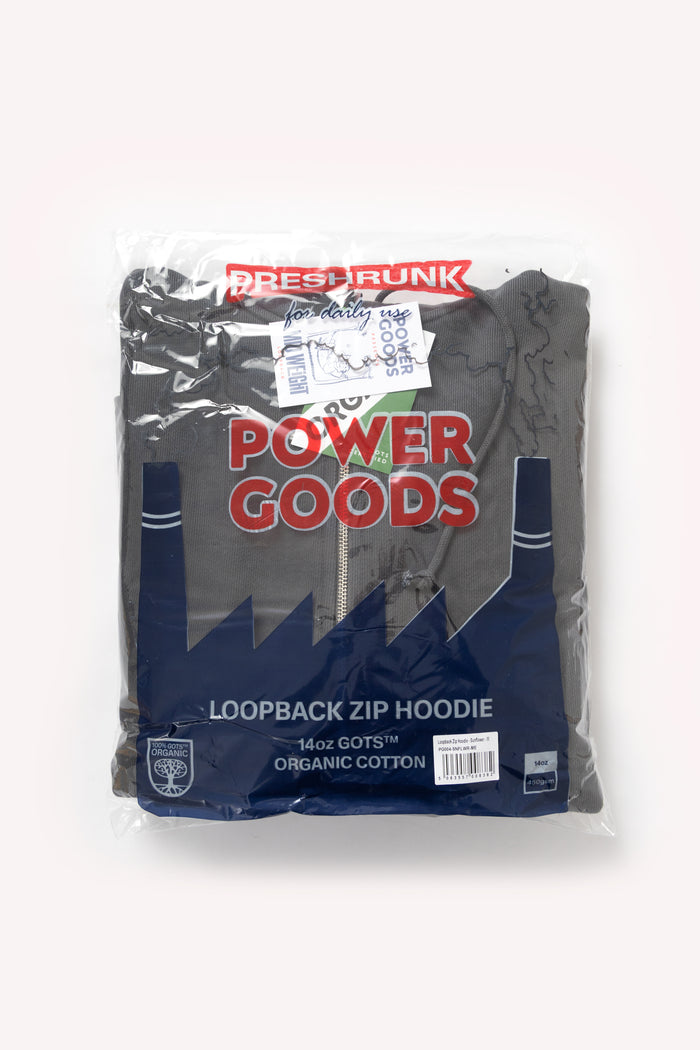 Power Goods - Loopback Zip Hoodie - Washed Black