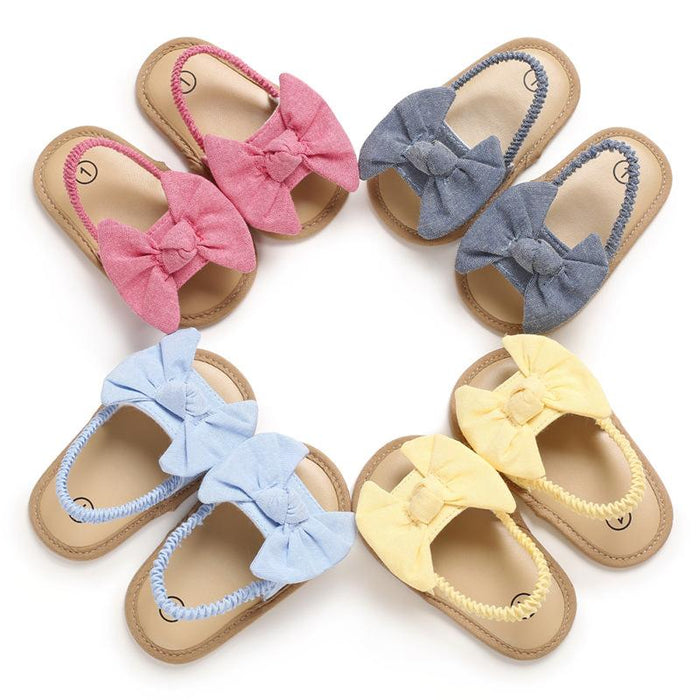 Baby Girl Bow Sandals - Denim Blue Yo Baby Wholesale