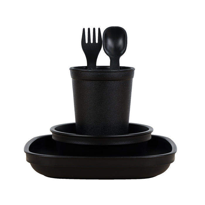 Replay Black Bundle -Tumbler Cup, Bowl, Plate & Cutlery Set
