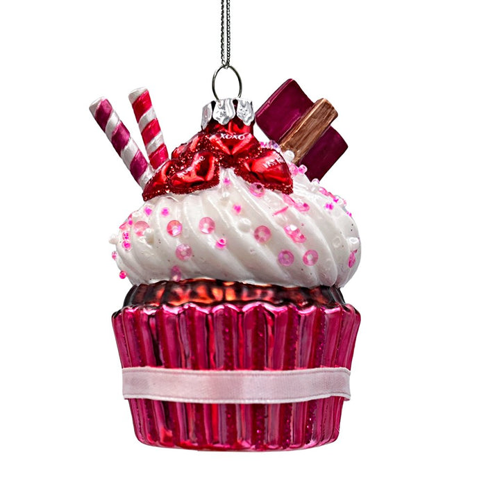 Romantic Cupcake Glass Ornament, Romantic Keepsake Christmas Decor Glass Ornament OrnamentallyYou