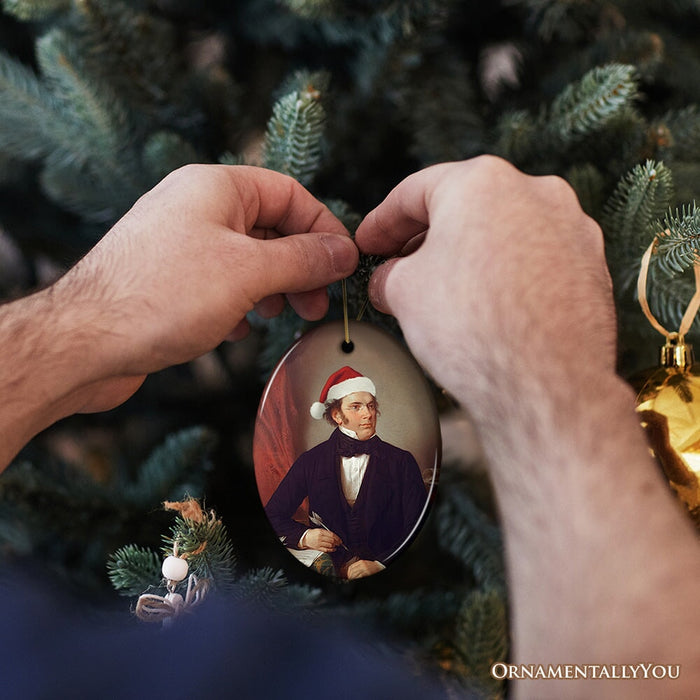 Santa Schubert Christmas Ornament, Composer Holiday Gift for Classical Musicians Ceramic Ornament OrnamentallyYou