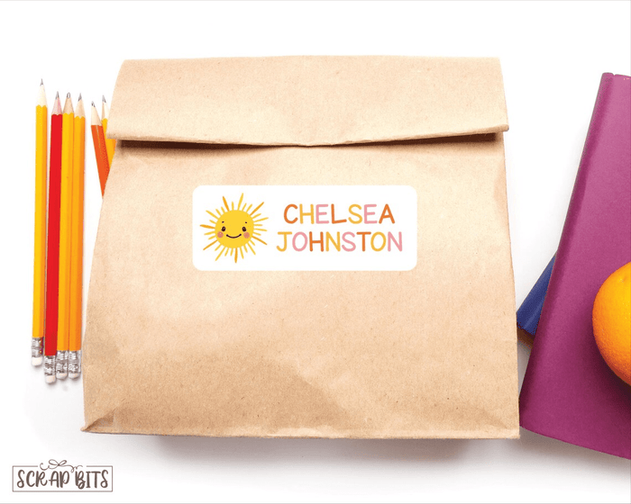 Sunshine Name Labels . Personalized Belonging Labels - Scrap Bits