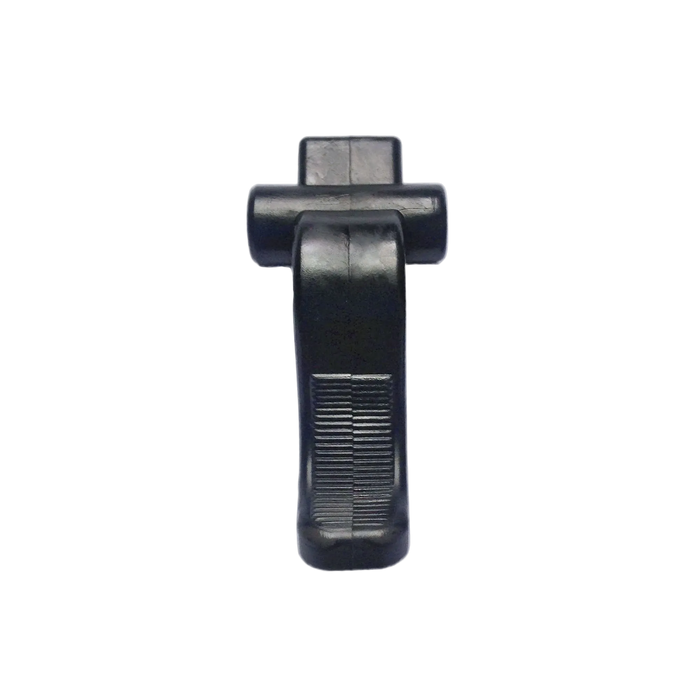 Black fin clip on a white background