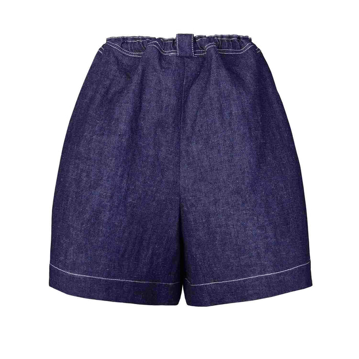 Back view of Wide-leg kids denim culottes made from organic cotton denim