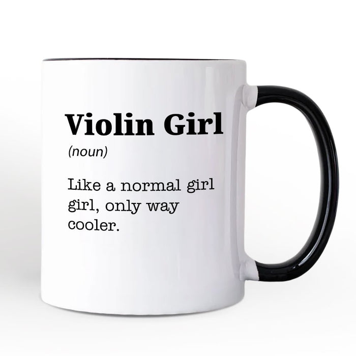 Violin Girl Definition Personalized Mug, Fun Musician Gift for Cool Violinists with Custom Name Personalized Ceramic Mug OrnamentallyYou