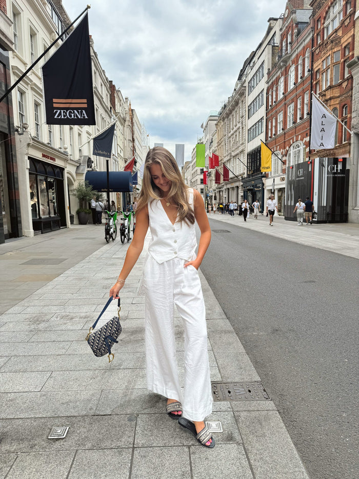 Vivky Vest Top - White Linen