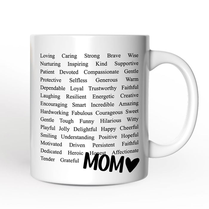 Words That Define Mom Personalized Mug, Appreciation Gift For Mom With Custom Name Personalized Ceramic Mug OrnamentallyYou 12oz Mug Non-Custom