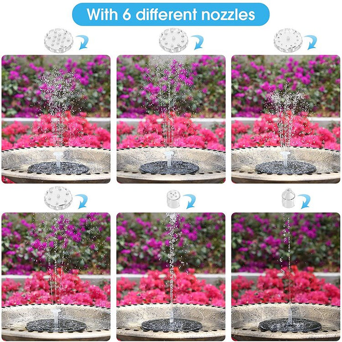 3.5W Solar Fountain Pump with 6 Fountain Water Styles And LED Lights