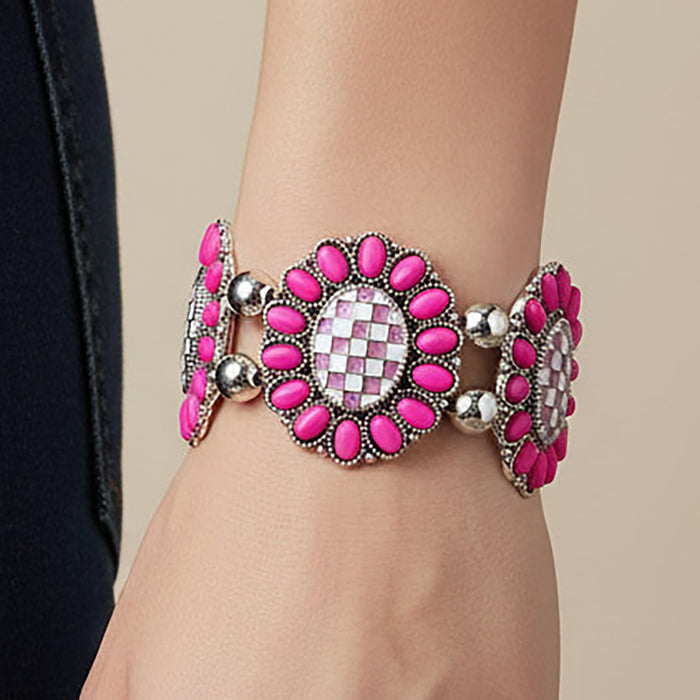 74911 - Checkered Bracelet - Fuchsia