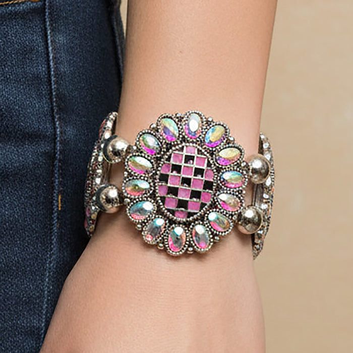 74911 - Checkered Bracelet - Pink & Black