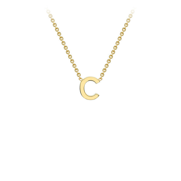 9K Yellow Gold 'C' Initial Adjustable Letter Necklace 38/43cm