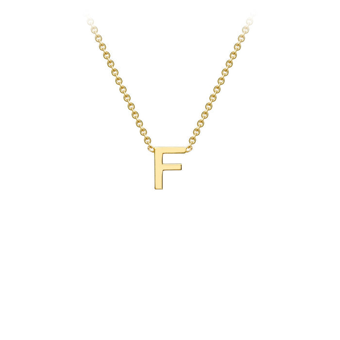 9K Yellow Gold 'F' Initial Adjustable Letter Necklace 38/43cm