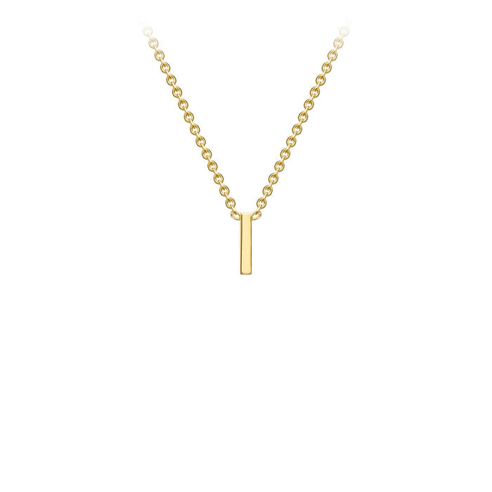 9K Yellow Gold 'I' Initial Adjustable Letter Necklace 38/43cm
