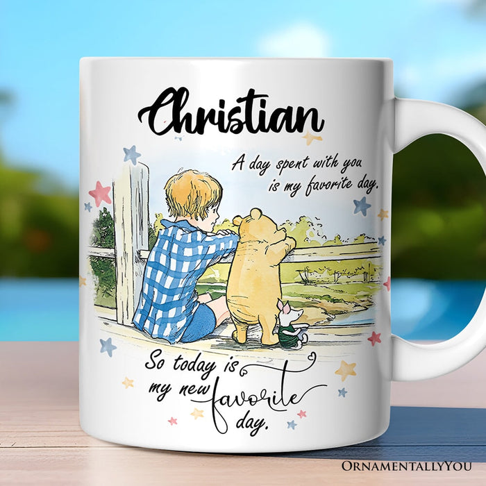 A Day with You is My Favorite Winnie-the-Pooh Personalized Mug, 1926 A.A. Milne Gift with Custom Name Personalized Ceramic Mug OrnamentallyYou Customized